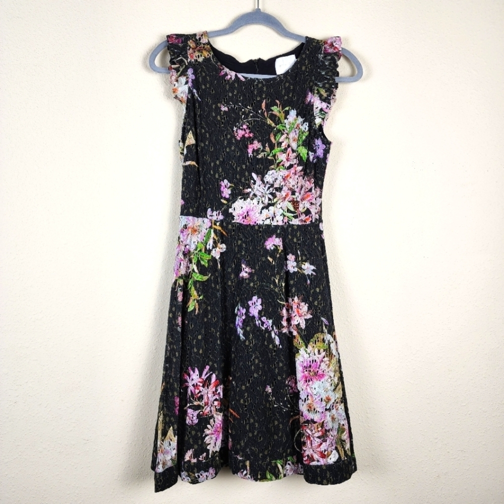Anthropologie eri + ali Nevaeh floral lace fit & flare dress Size 2